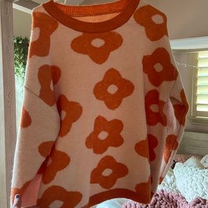 Orange Flower Sweater